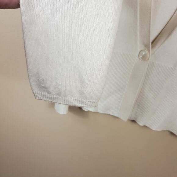 Talbots Cream 100% Cashmere One Button Cardigan Size L - Picture 3 of 12